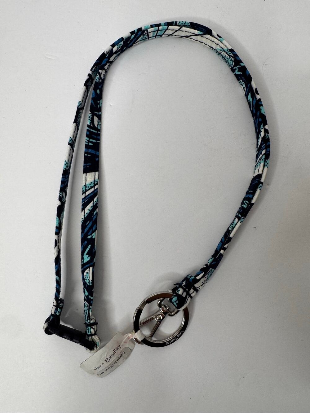 Vera Bradley Brambleway Lanyard Shore Enough Navy Aqua NWT Key Ring